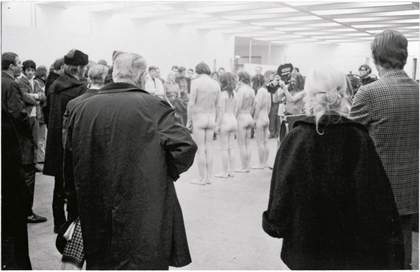 Balthasar Burkhard Otto Muehl Herbert Stumpfl Romilla Doll and Mica Most performing the Manopsychotic Ballet action at the Kolnischer Kunstverein 1970 one