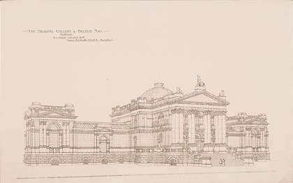 Architectural drawing of the first accepted design for Tate Britain