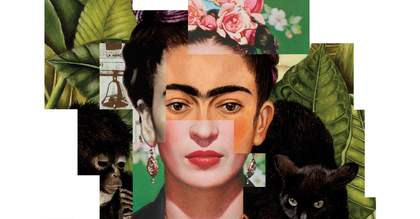 A collage of Frida Kahlo's face