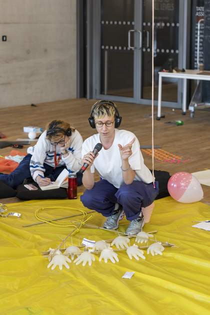 Artist India Harvey leading a sound and materials workshop for teachers