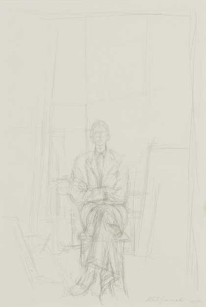 Image of Alberto Giacometti's pencil drawing of David Sainsbury seated on a chair