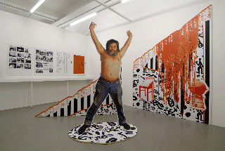 Archive in Motion 2005, showing Sabine Groß, Wertsteigerung (Increased Value) 2005 (digital print on PVC, protective foil, wood), referring to documenta 5