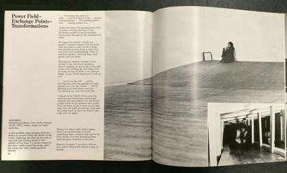 Vito Acconci, ‘Power Field – Exchange Points – Transformations’, Avalanche, Fall 1972, pp.62–3 (with details of Seedbed)