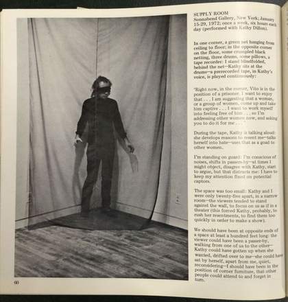 Vito Acconci, ‘Supply Room’, Avalanche, Fall 1972, p.60