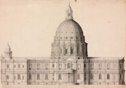 Nicholas Hawksmoor and Christopher Wren St Paul’s Cathedral: South Elevation, Revised Design c1702