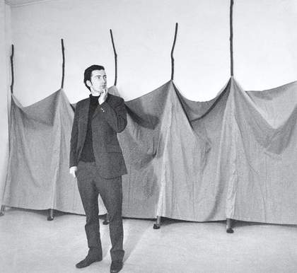 Barry Flanagan standing in front of Aug 