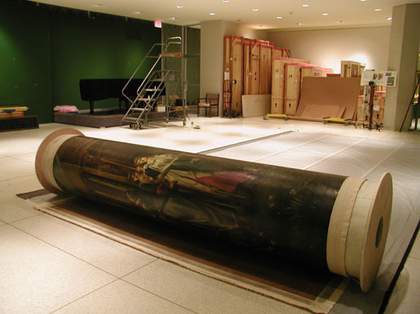 Canvas rolled and ready for packing. 