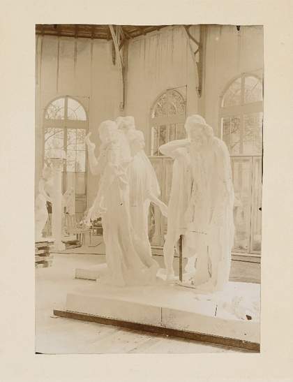 Monument to the Burghers of Calais in the studio at Meudon c.1902. Photo by Jean Limet, Musée Rodin
