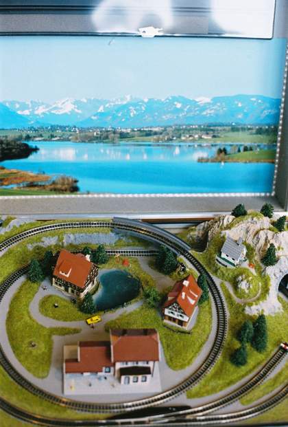 Photo of toy train in Paul's studio