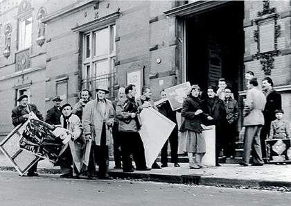 COBRA members bringing their work to First International Exhibition of Experimental Artists, Stedelijk Museum, Amsterdam, November 1949 