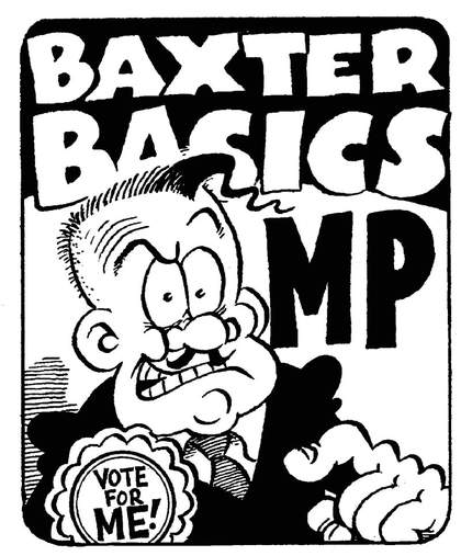 Drawing by Simon Thorp, co-editor of Viz, of Viz character Baxter Basics (1993)  