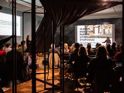 Photo of a symposium at the Cooper Gallery