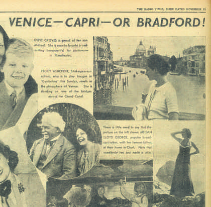 Detail from The Radio Times, 16 November 1934