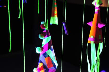 Detail of cones in neon installation