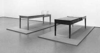 Left: Doris Salcedo Unland: irreversible witness 1995–8 Right: Doris Salcedo Unland: the orphans tunic 1997