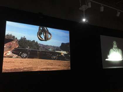 installation view of two screens