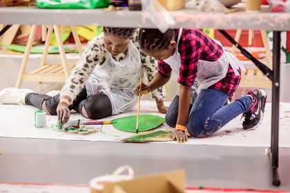 Young people painting