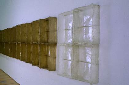 Eva Hesse Sans II mock-up installed next to original work