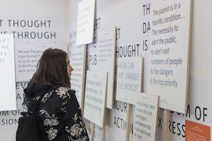 Woman looking at a sign