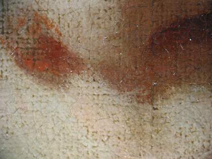 Fig.10 Detail of the nose at x8 magnification, showing highlit area applied last