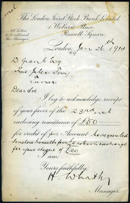 A letter written in cursive script