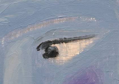 Detail of the proper left eye and eyebrow in transmitted light