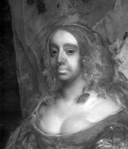 Fig.12 Infrared reflectograph detail of the head of the woman on the right