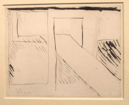 Piece of paper with an abstract geometric composition drawn on it