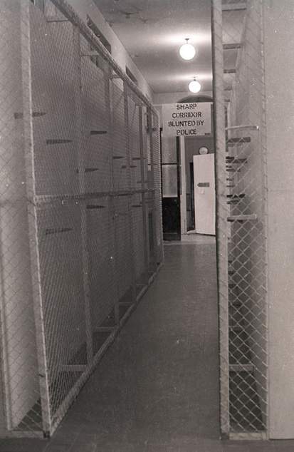 Fig.16 Günther Uecker’s Sharp Corridor Blunted by Police in the exhibition Strategy: Get Arts at the Edinburgh College of Art, 1970