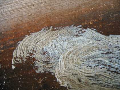 Fig.22 Detail at x8 magnification of the proper left cuff of the older woman’s sleeve