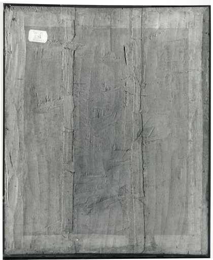  Fig.3 The back of Portrait of an Unknown Lady c.1595, photographed in black and white with raking light from the left