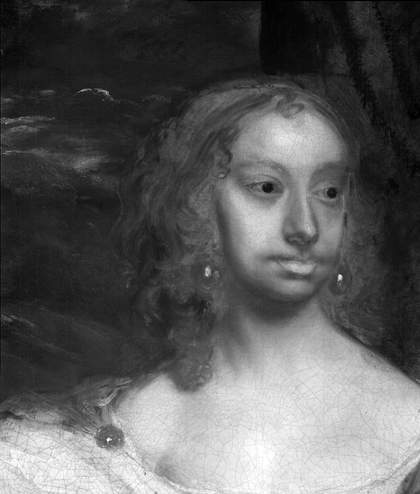  Fig.9 Infrared reflectograph detail of the head of the woman in blue