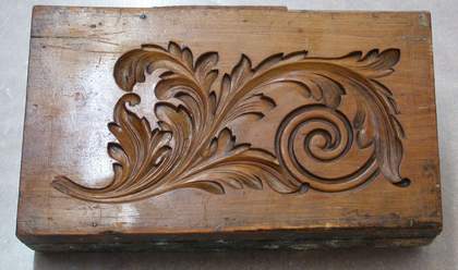 Reverse hand carved boxwood mould Linton Temples of Paestum