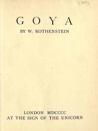 Title page to William Rothenstein’s Goya (1900)