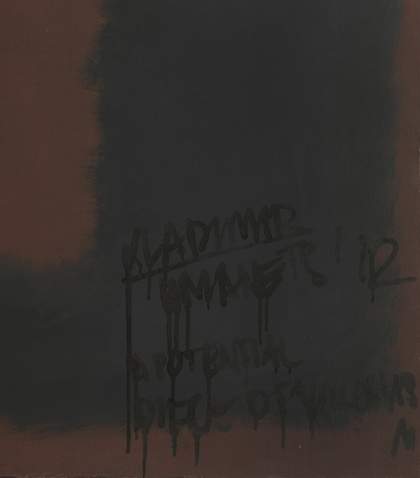 Detail of graffiti in bottom right of Black on Maroon 1958
