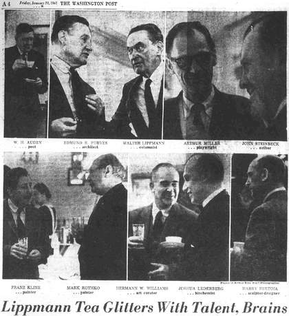 Jean White, ‘Lippmann Tea Glitters with Talent, Brains’, Washington Post, 20 January 1961, p.A4