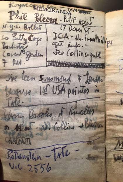 Bernard Perlin, page from datebook, 1950