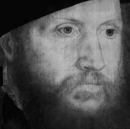 Fig.4 Infra-red detail of face, showing the freehand underdrawing