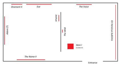 Plan of the layout of Newman’s solo exhibition at Betty Parsons Gallery, 1951