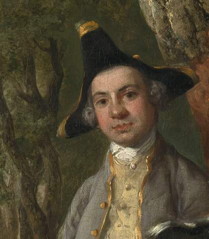 Thomas Gainsborough, Muilman, Crokatt and Keable in a Landscape, detail of the left-hand sitter