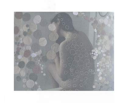 Jessa Fairbrother, Untitled image in Conversations with My Mother (2016) seen through a transparent overlay with patterns of perforations over the body area