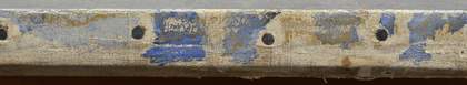 Detail of foldover edge below the signature showing drips of blue glaze