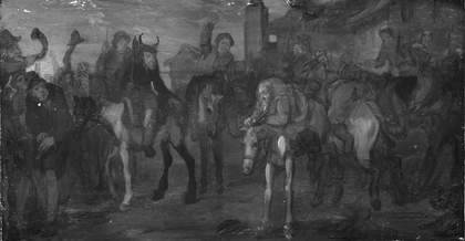 Fig.6 Infrared reflectograph of Hudibras’s First Encounter with the Bear Baiters