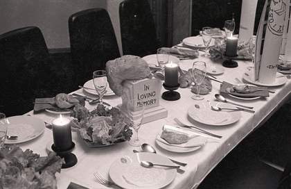 Fig.4 Daniel Spoerri’s Banana Trap Dinner 1970, in the boardroom of Edinburgh College of Art for the exhibition Strategy: Get Arts