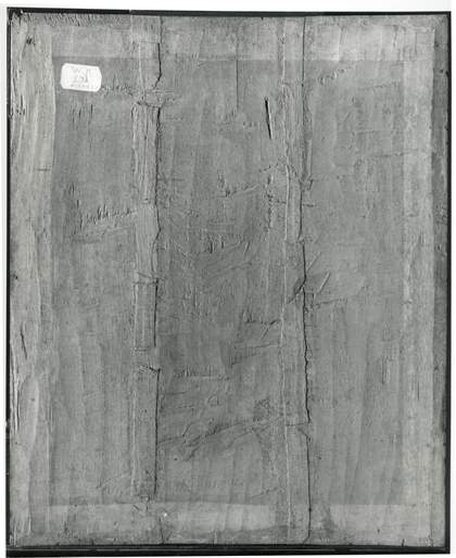  Fig.3 The back of Portrait of an Unknown Lady c.1595, photographed in black and white with raking light from the left