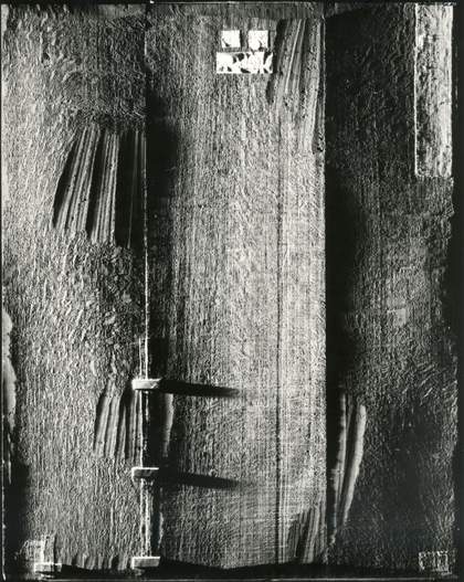 Fig.3 The back of Portrait of a Woman in Red, photographed in black and white with raking light from the left