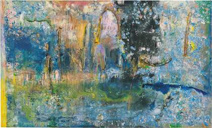 Frank Bowling, Towards Crab Island, 1983, acrylic paint, acrylic gel, acrylic foam and other materials on canvas, 175.3 x 289.6 cm
