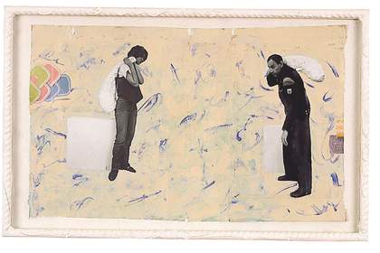 Franz West, Untitled, 1990, collage and painted steel frame, 37.7 x 59 x 3 cm