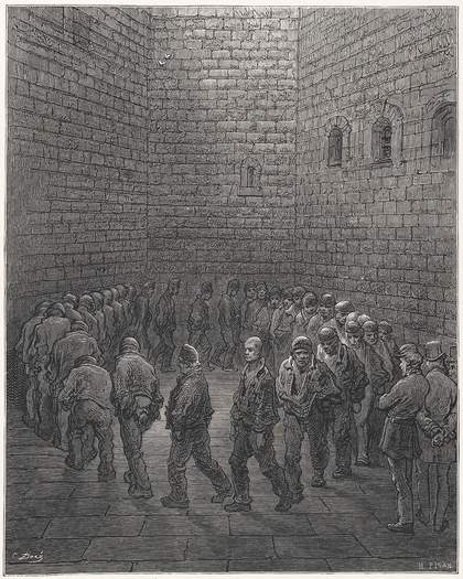 Gustave Doré's engraving Newgate - Exercise Yard, a plate from London- A Pilgrimage, published in 1872
