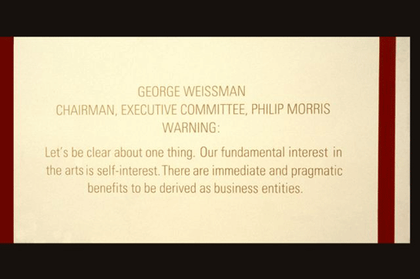 Hans Haacke Helmsboro Country (detail; quote by George Weissman) 1990